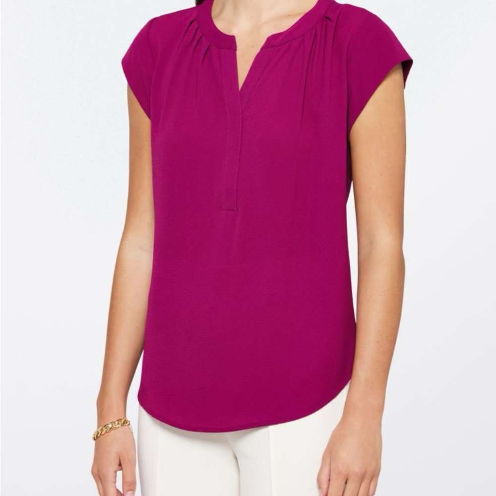 Elegant Fuchsia Cap Sleeve Blouse